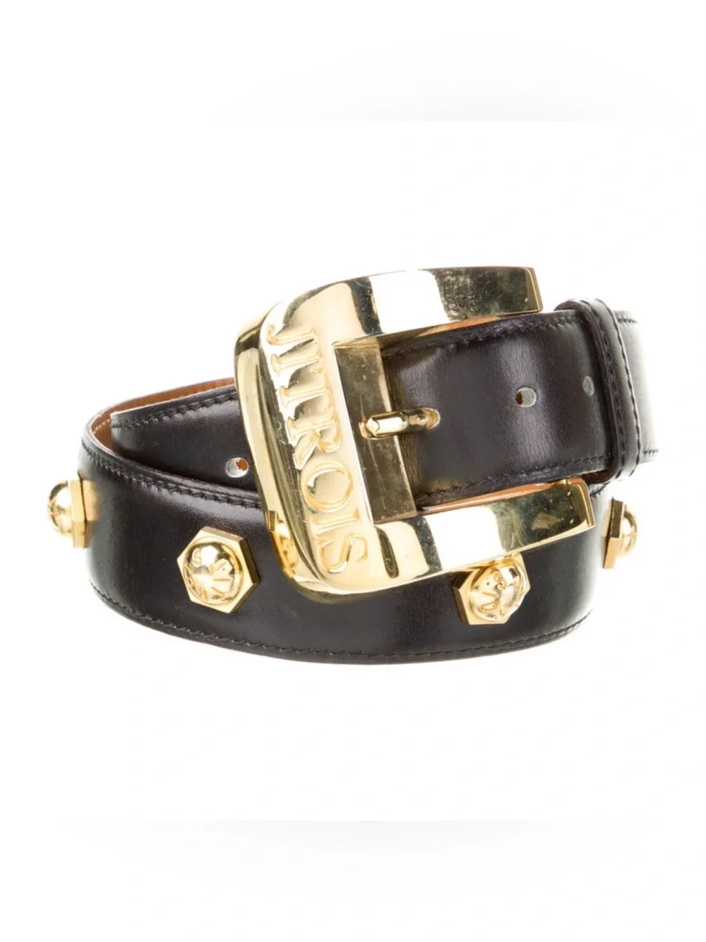 Jitrois Black Leather Studded Accent Belt